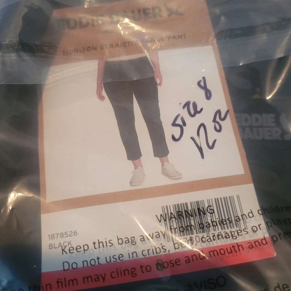 Eddie Bauer Horizon‎ Straight Ankle Pant Black Womens Size 8 Hiking Casual NEW